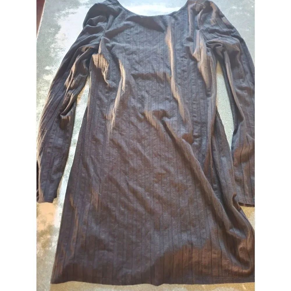 REFORMATION Cait Open Back Long Sleeve black Minidress sz Large